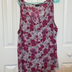 Torrid Pink and Black Floral Blouse